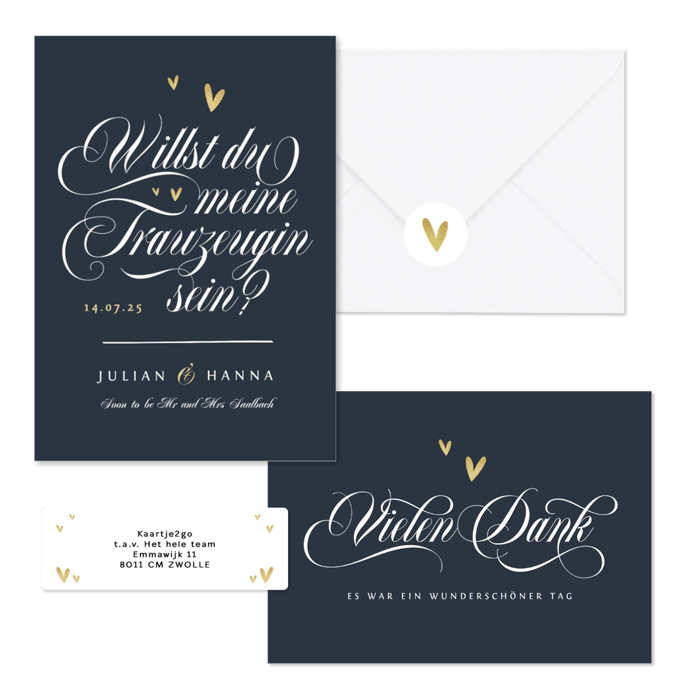 Hochzeitskartenset klassische Schreibschrift