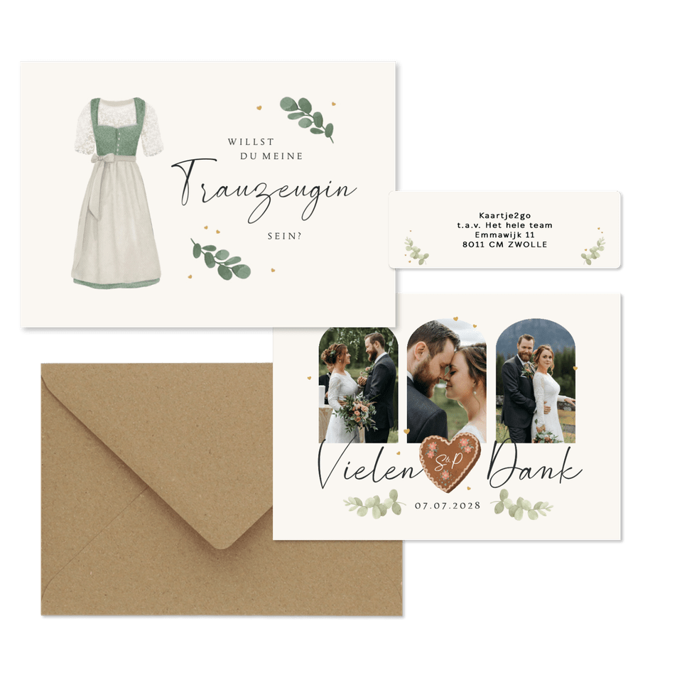 Hochzeitskartenset Dirndl & Lederhose