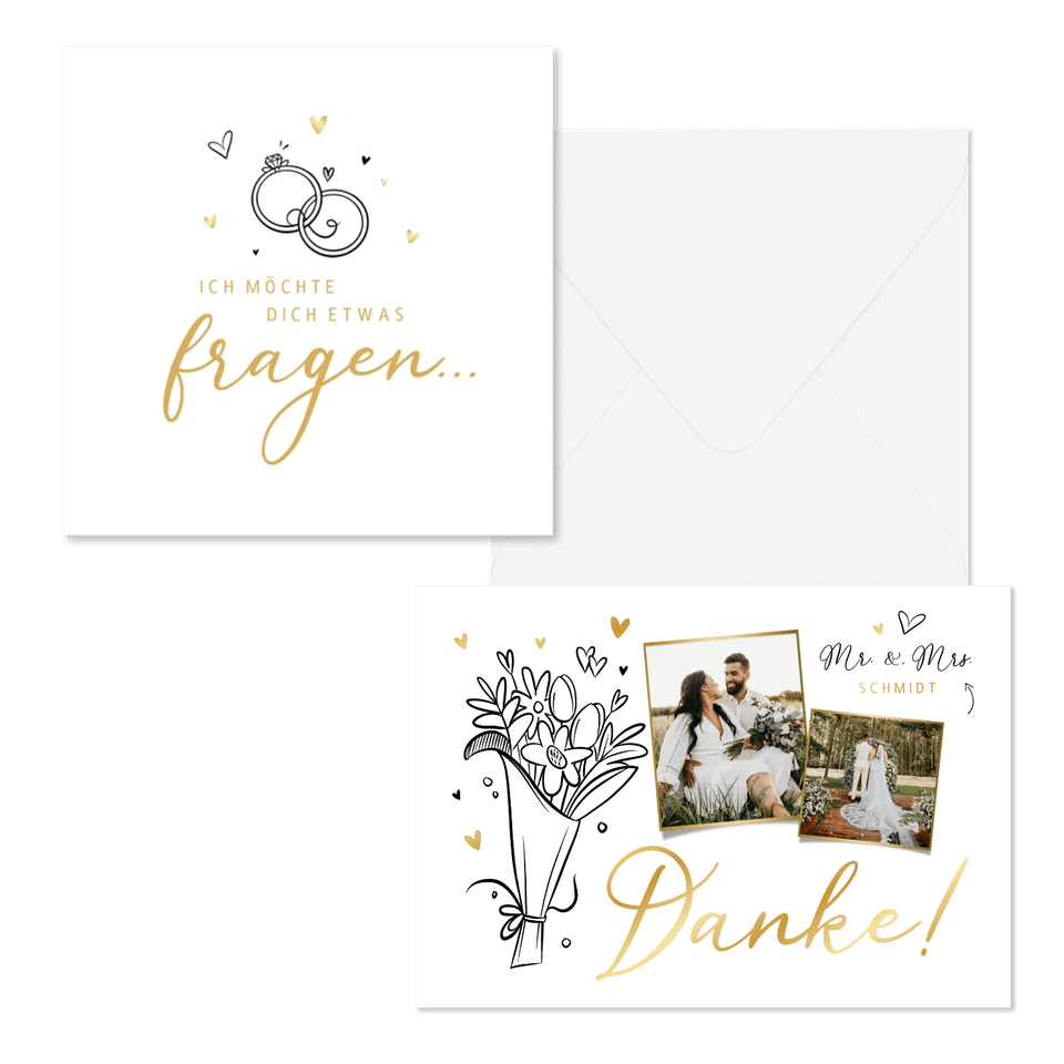 Hochzeitskartenset einfache Doodles