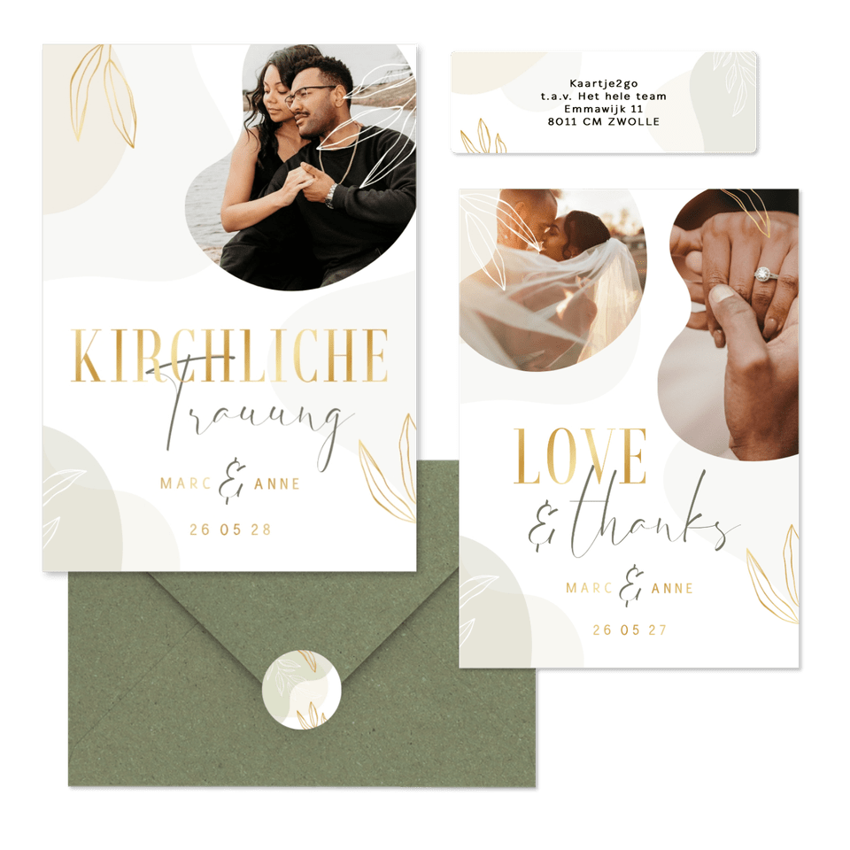 Hochzeitskartenset Boho Formen und Zweige