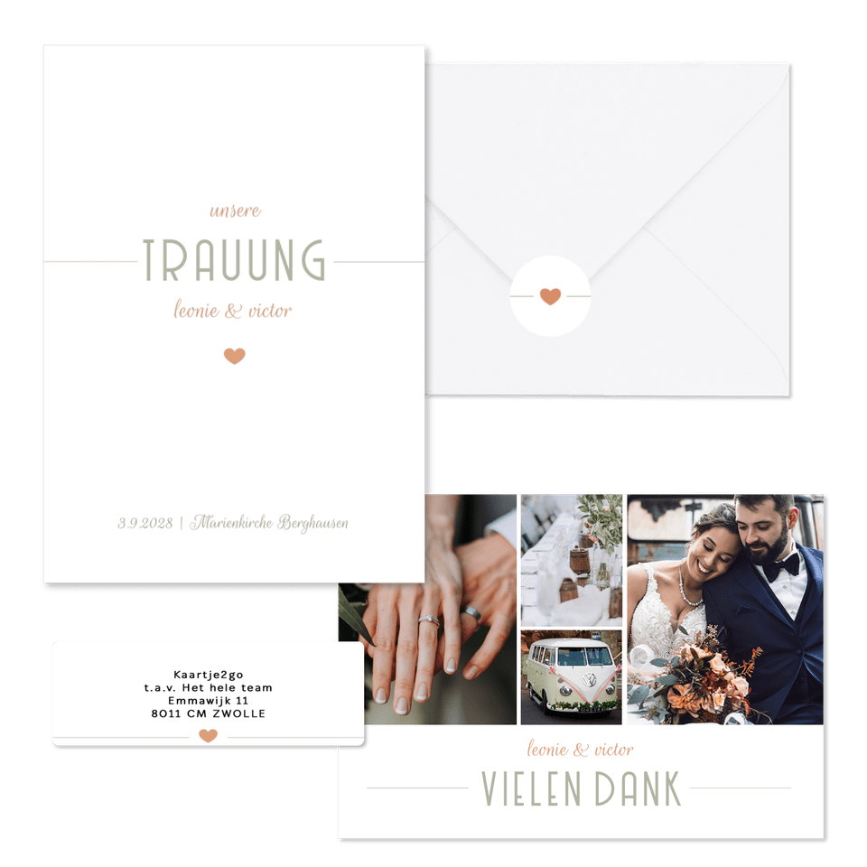 Hochzeitskartenset moderne Klassik