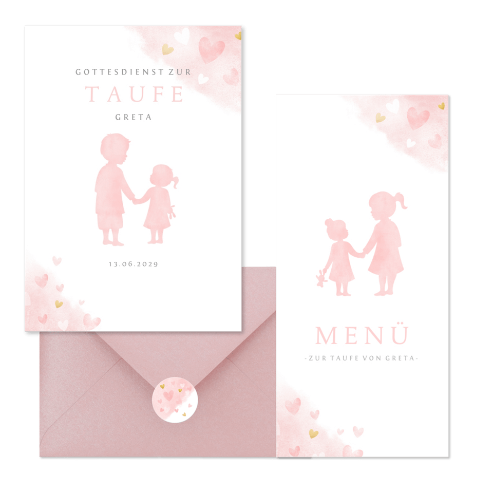 Taufe - Silhouette Geschwister