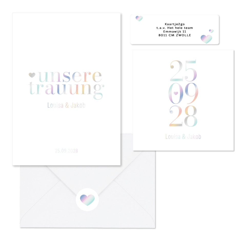 Hochzeitskarten holografische Typographie