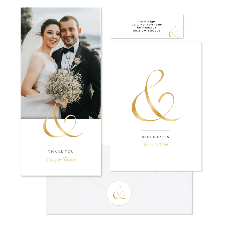 Hochzeitskartenset minimalistisch Ampersand