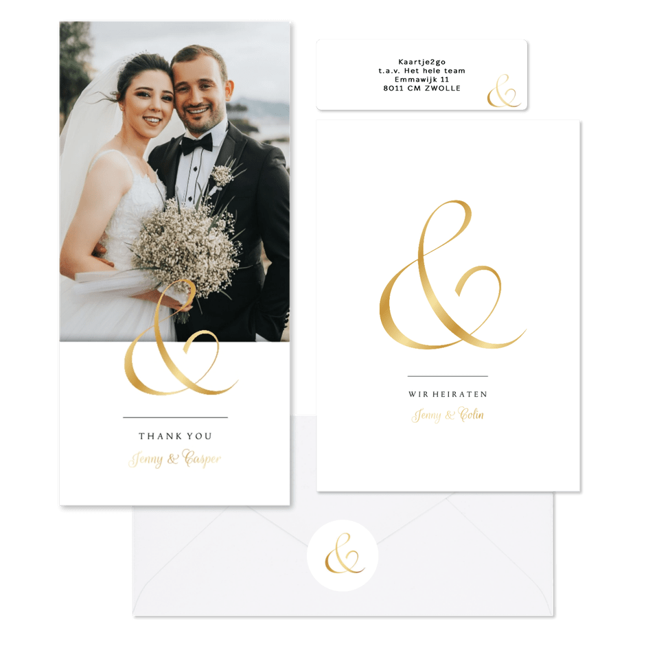 Hochzeitskartenset minimalistisch Ampersand