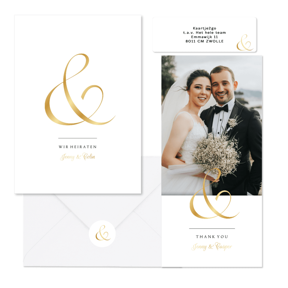 Hochzeitskartenset minimalistisch Ampersand
