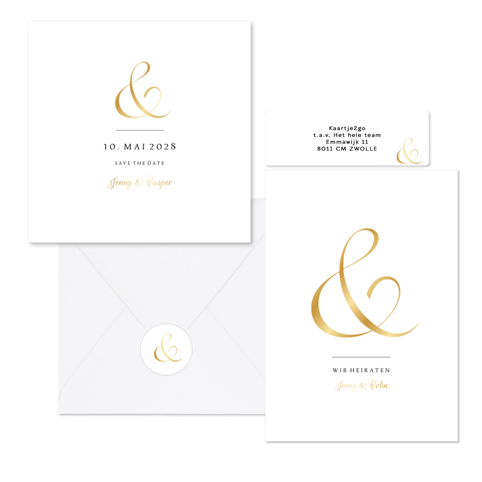 Hochzeitskartenset minimalistisch Ampersand