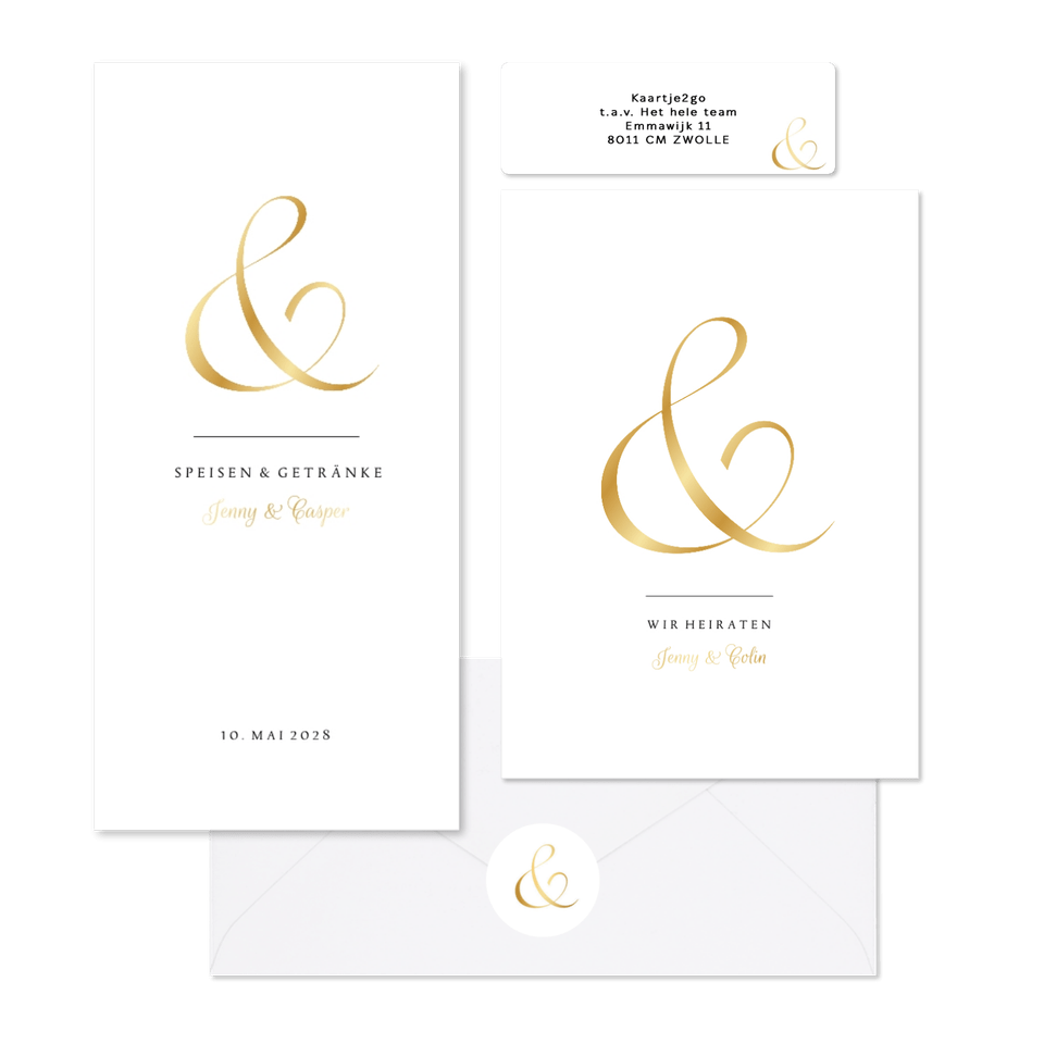 Hochzeitskartenset minimalistisch Ampersand