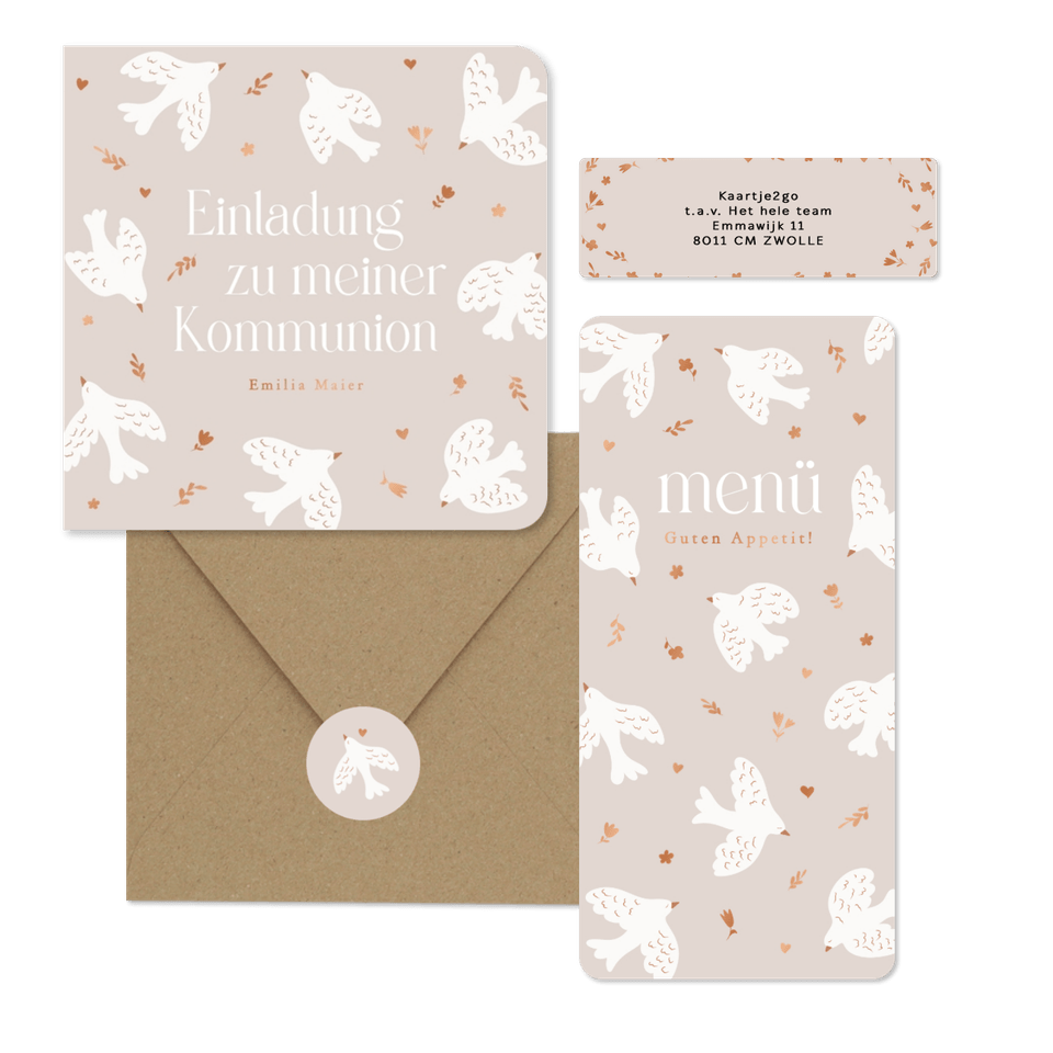 Kommunion - Tauben weiss grafisch