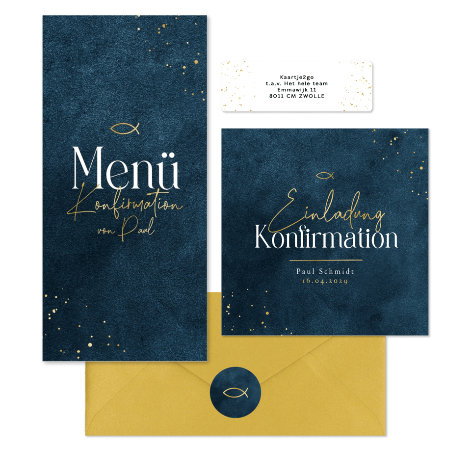 Konfirmation - Goldschrift dunkelblau