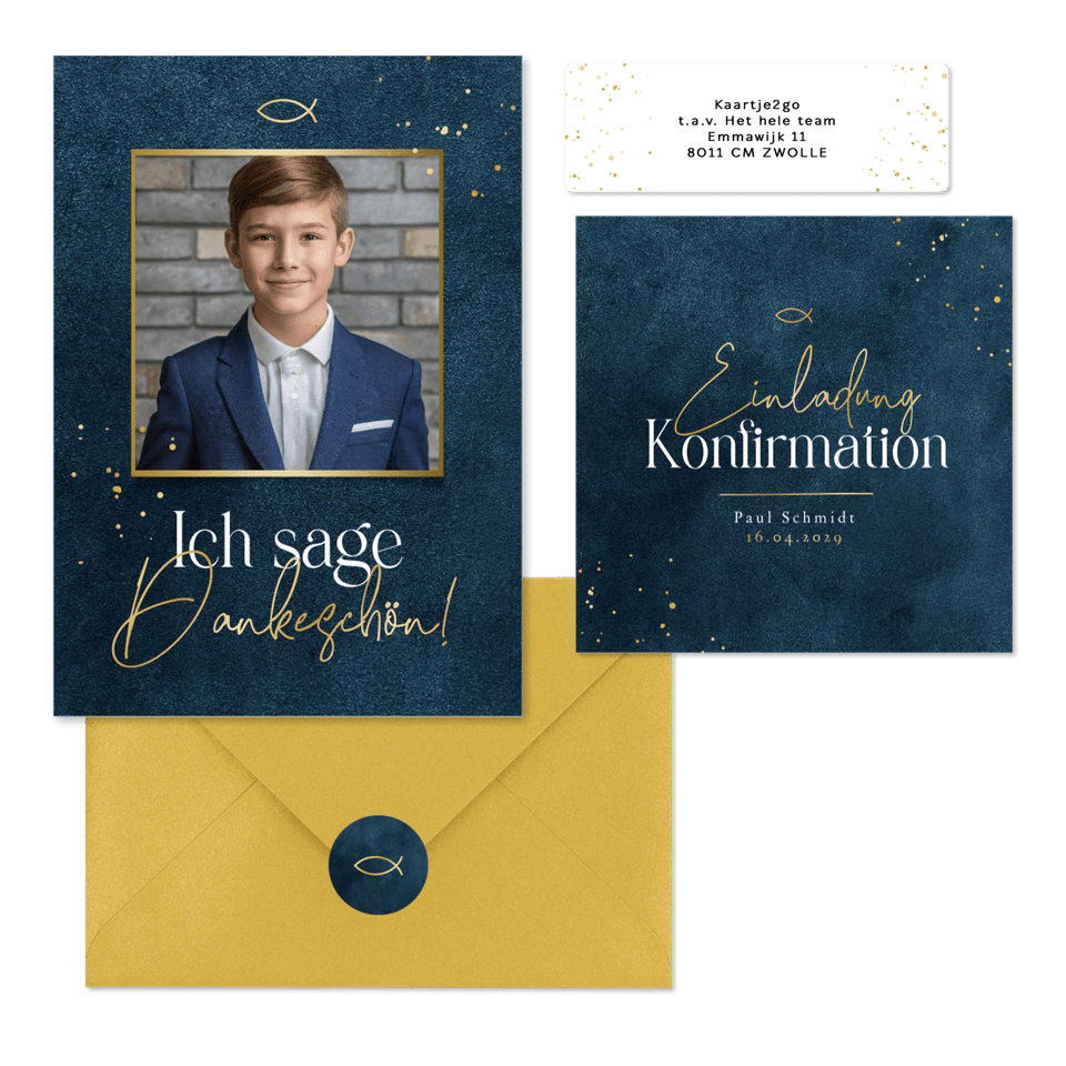 Konfirmation - Goldschrift dunkelblau