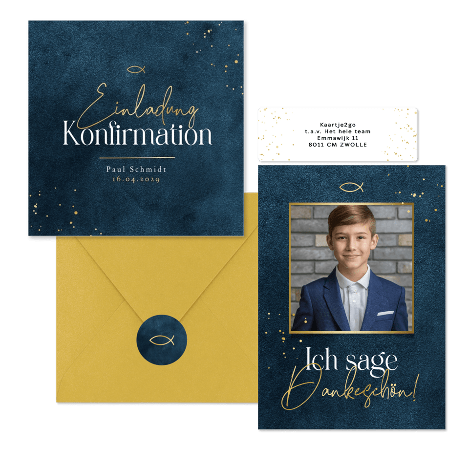 Konfirmation - Goldschrift dunkelblau