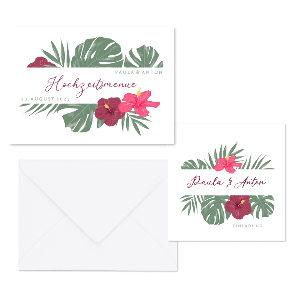 Hochzeitskartenset Papeterie mit Hibiskus
