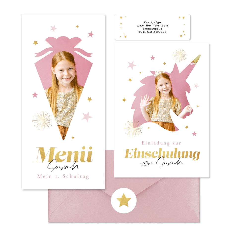 Einschulung - Fotorahmen Einhorn & Schultüte