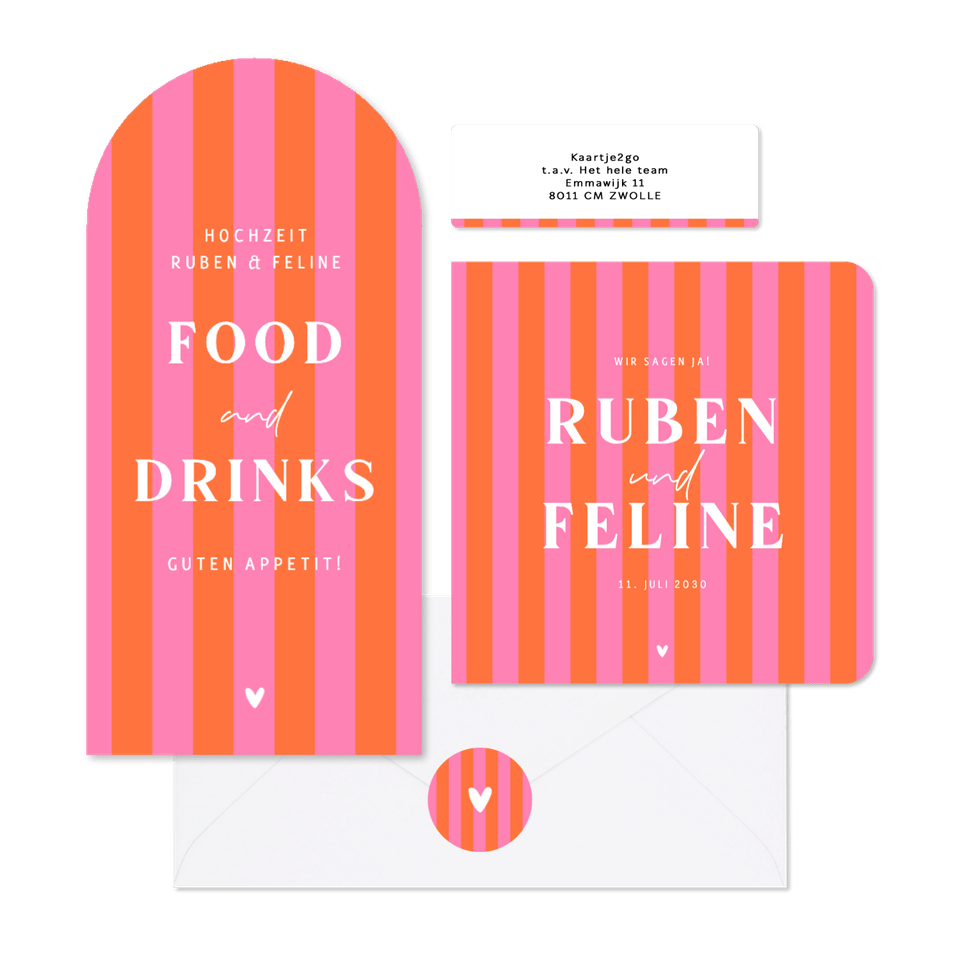 Hochzeit - Colorblocking Streifen rosa-orange