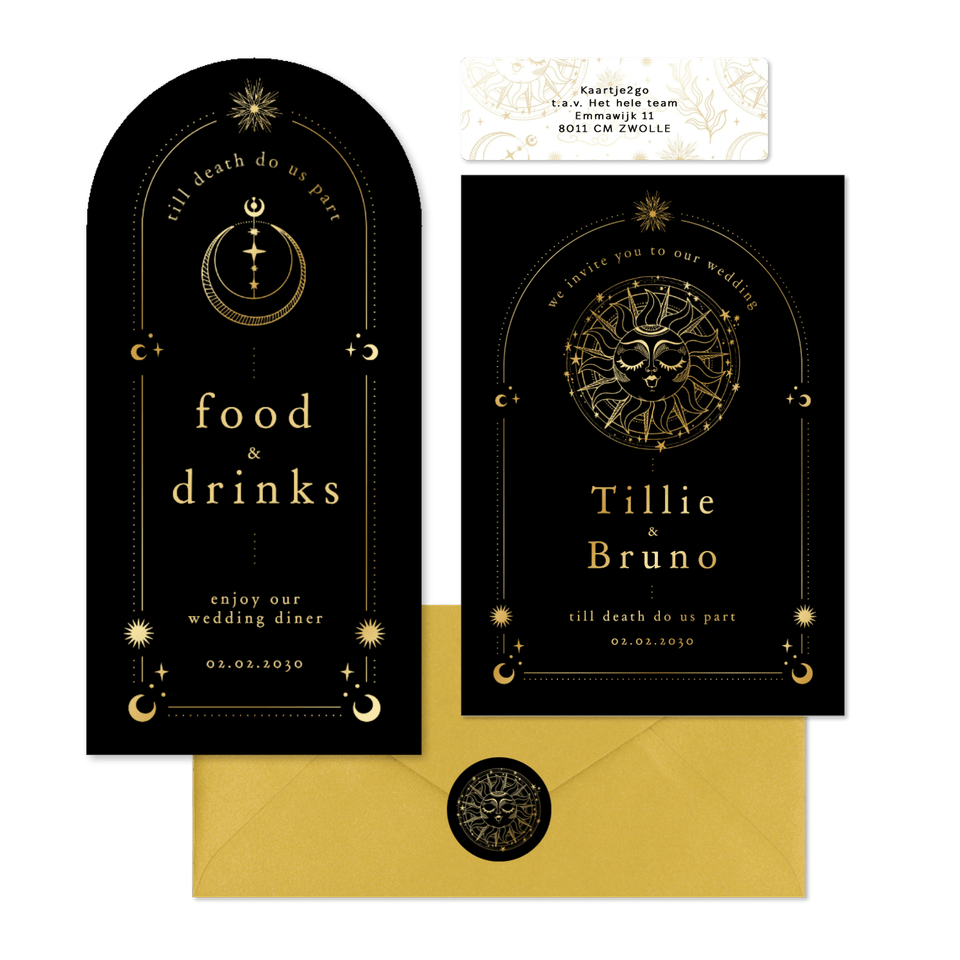 Hochzeit - Astrologie Symbole Schwarz Gold 