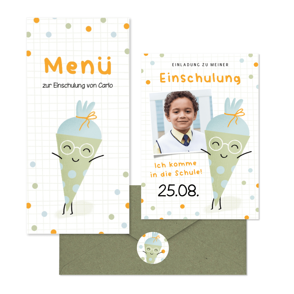Einschulung - Schultüte mit Brille J