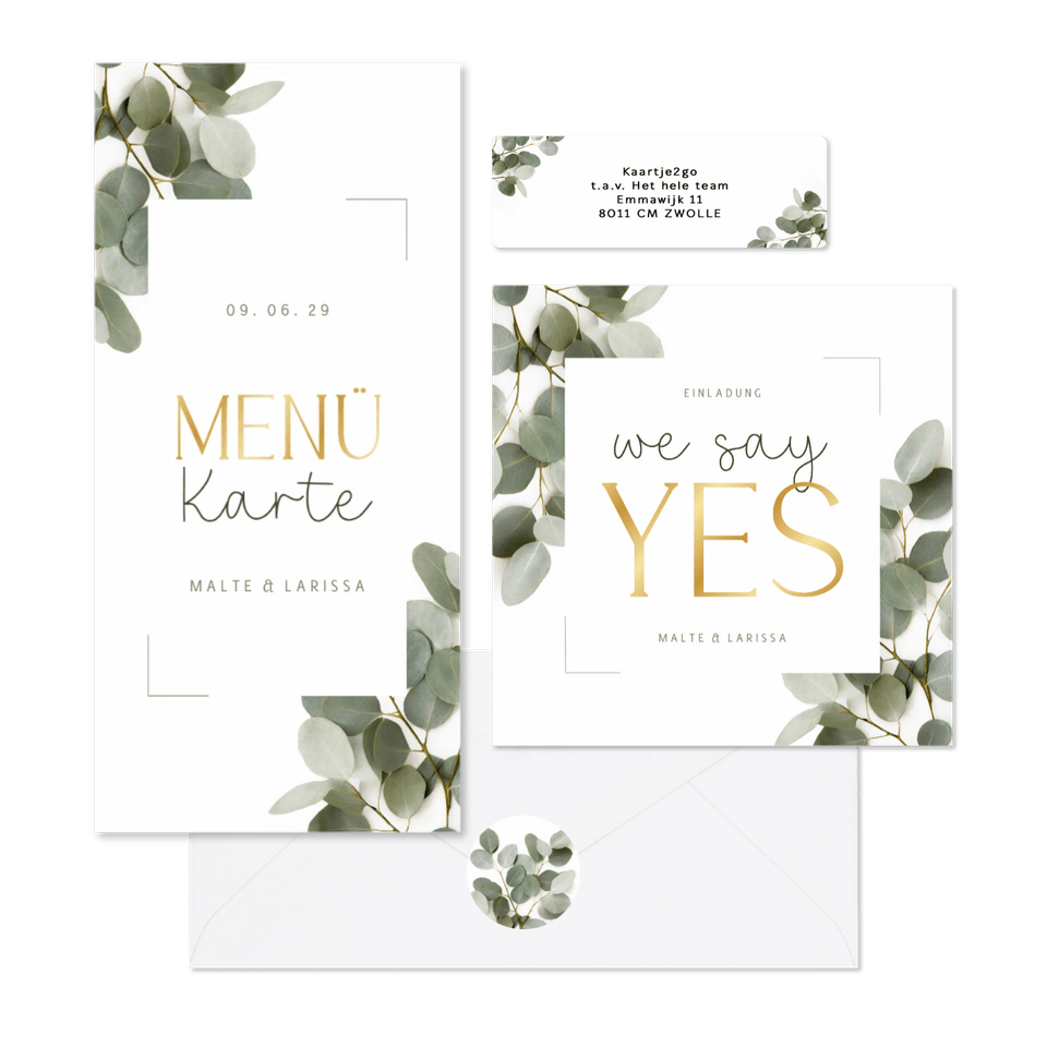 Hochzeit - Eukalyptuszweige & Schreibschrift