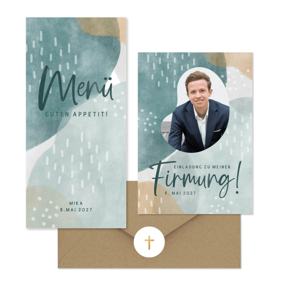 Firmung - Aquarell blaugrau & Fotos