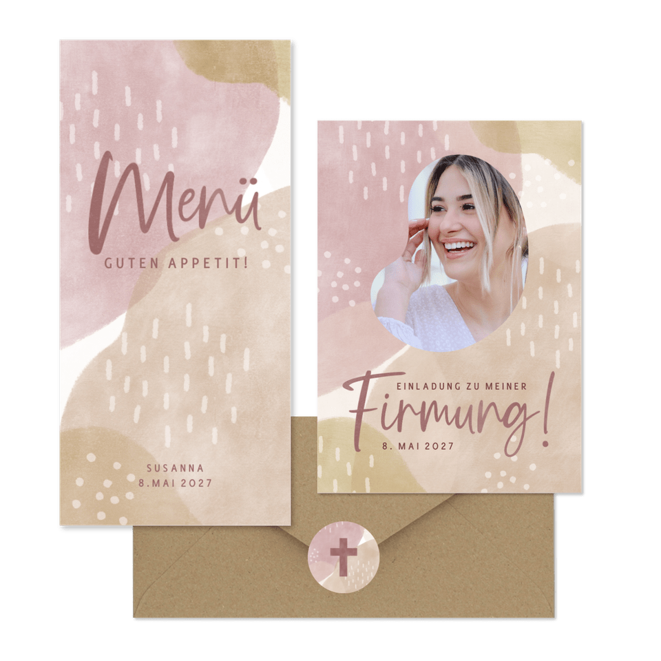 Firmung - Aquarell rosa-braun & Fotos