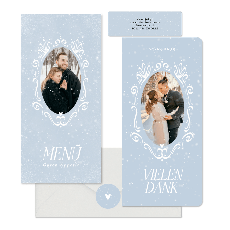 Hochzeit - Winterhochzeit Schneeflocken auf Blau romantische Ornamente