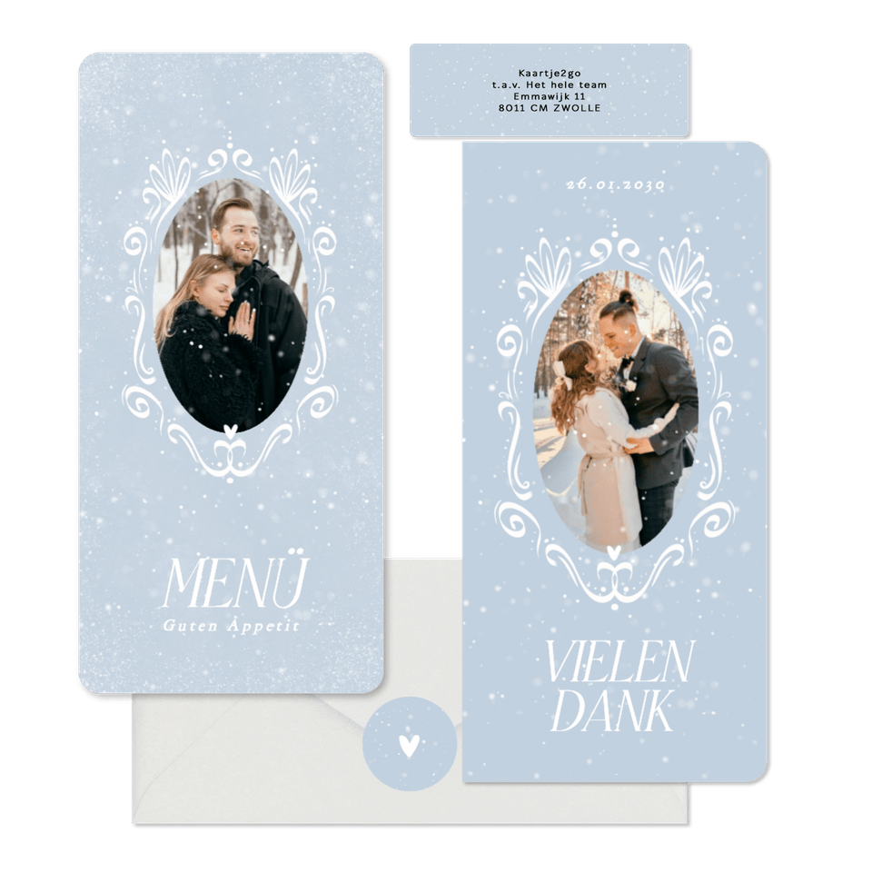 Hochzeit - Winterhochzeit Schneeflocken auf Blau romantische Ornamente