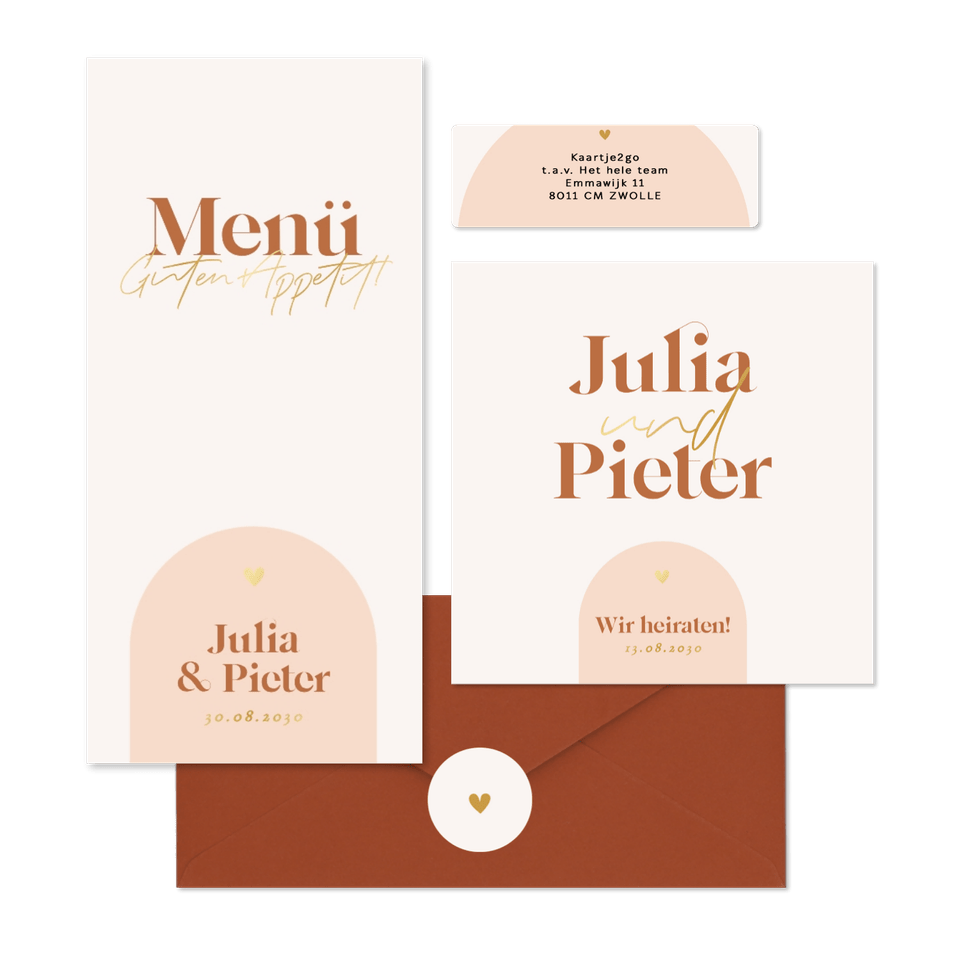 Hochzeit - Moderne Bogenformen grafisch Orange Pastell