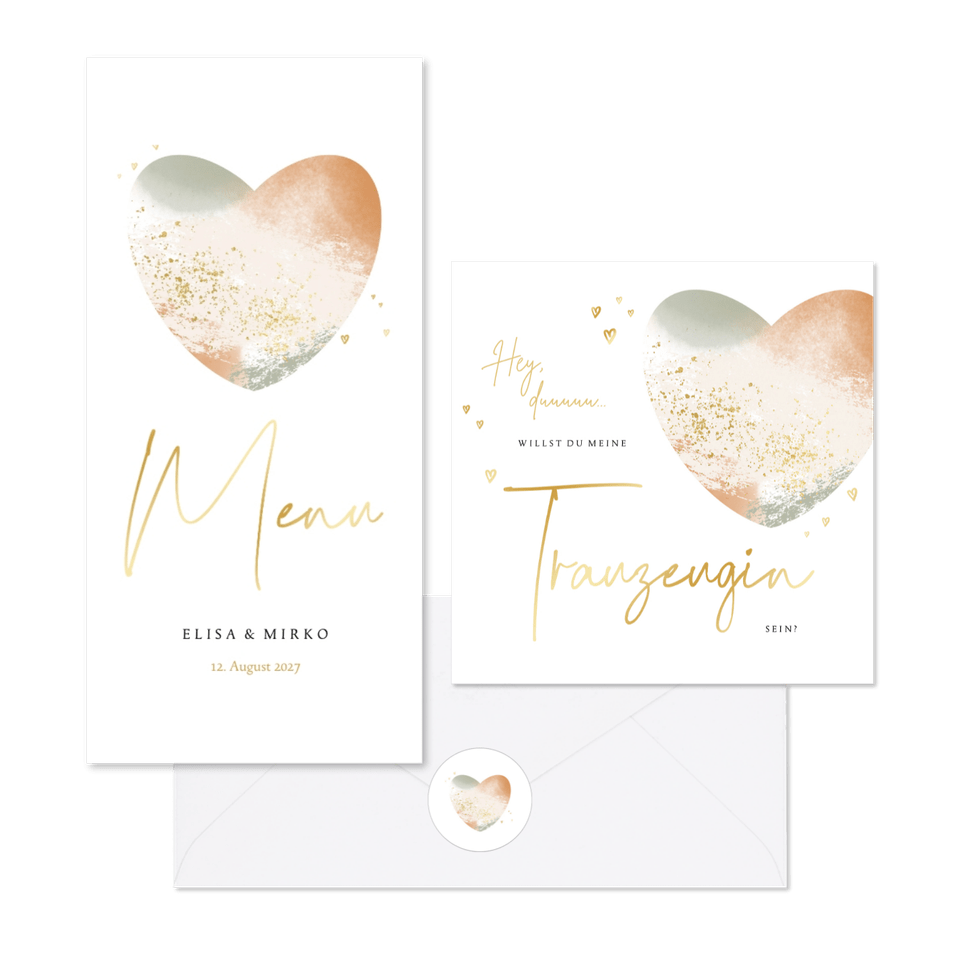 Hochzeit - Herz Aquarell pastell