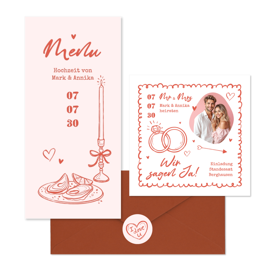 Hochzeit - Doodles rosa L