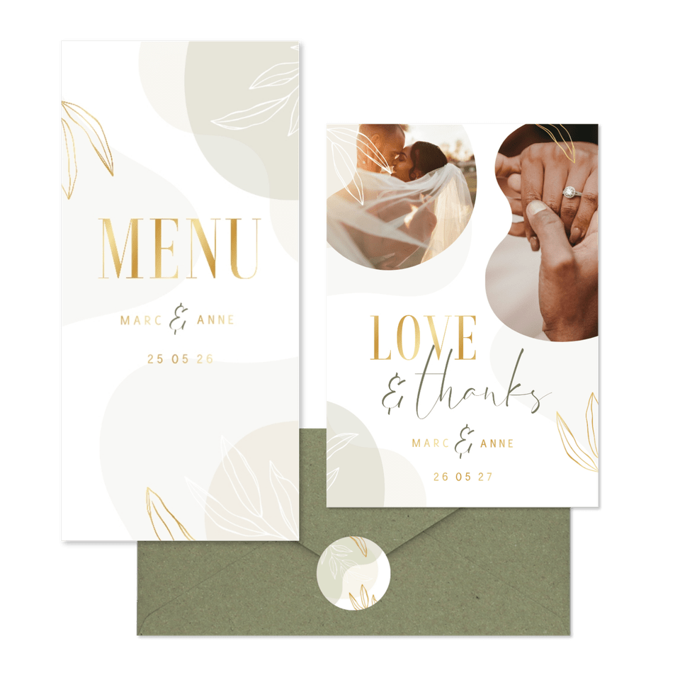 Hochzeitskartenset Boho Formen und Zweige