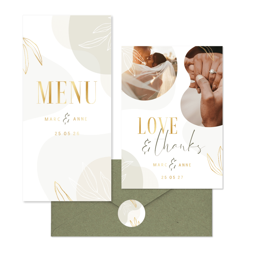 Hochzeitskartenset Boho Formen und Zweige