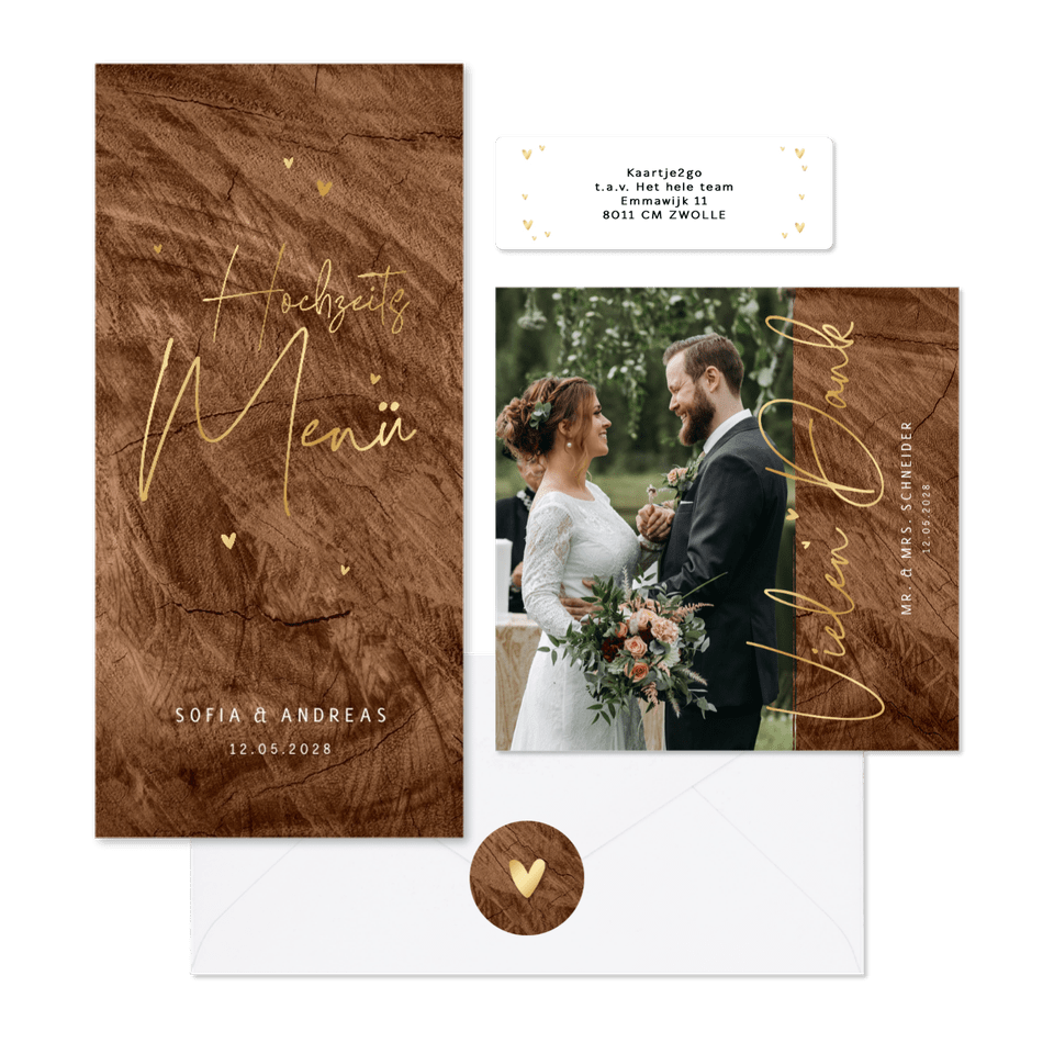 Hochzeit - Goldschrift auf Holz