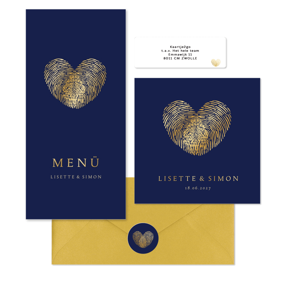 Hochzeitskartenset goldener Fingerabdruck