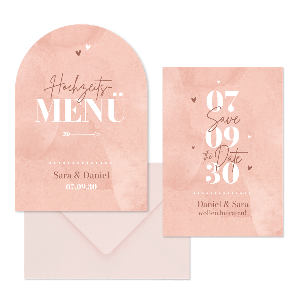 Hochzeit - Rosa Aquarell Typografie 