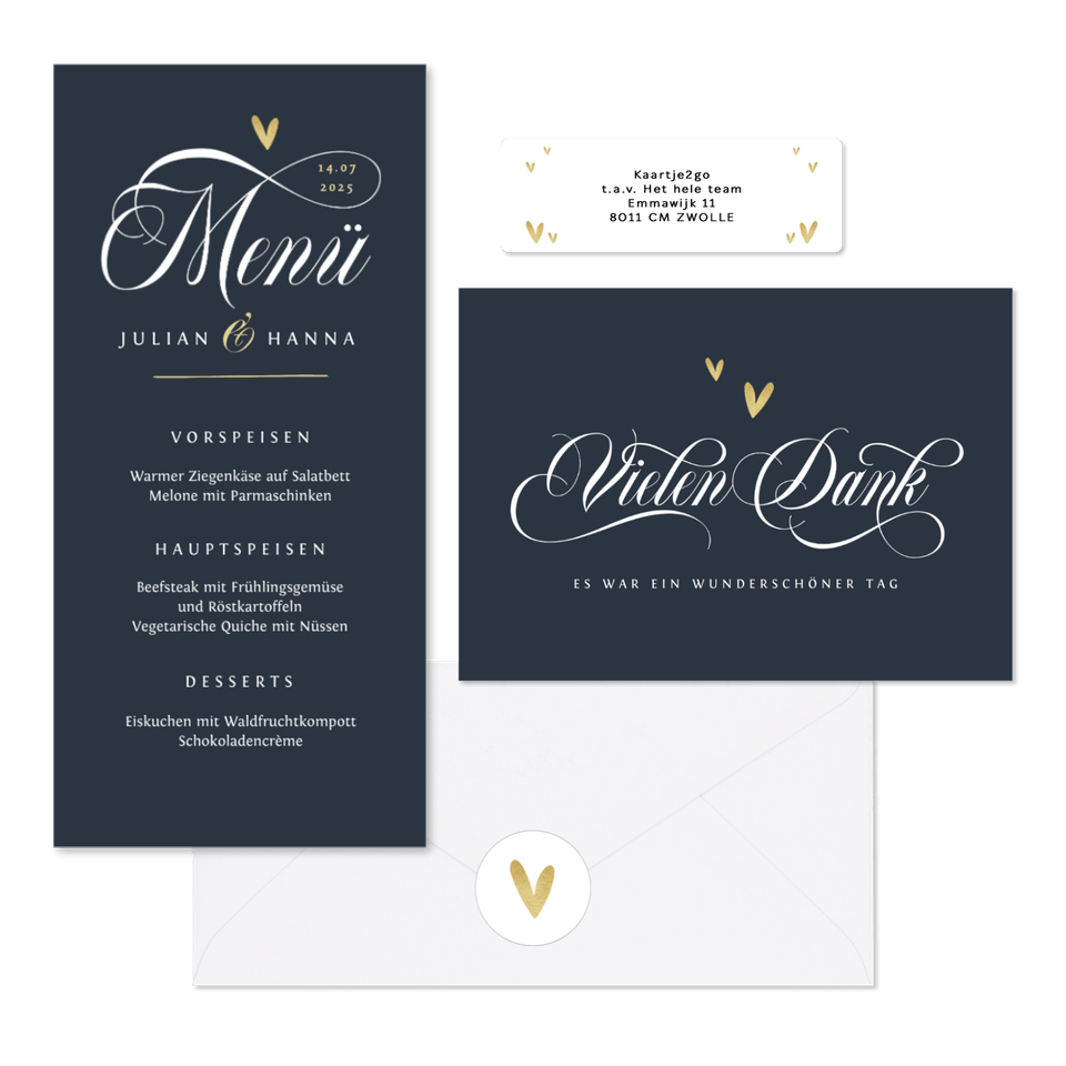 Hochzeitskartenset klassische Schreibschrift