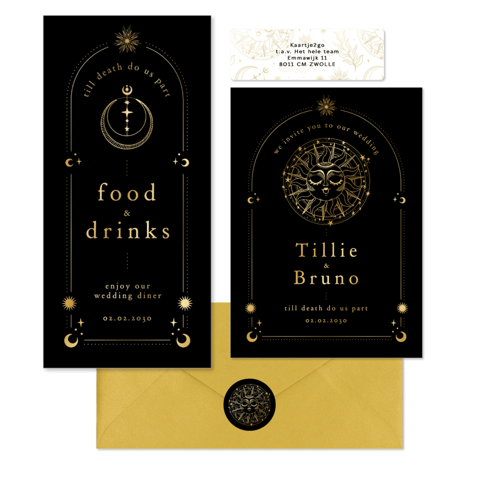 Hochzeit - Astrologie Symbole Schwarz Gold 