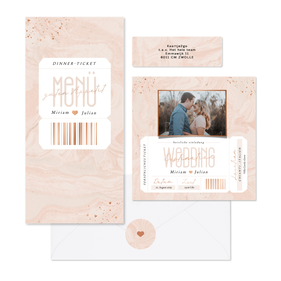 Hochzeit - Rosa Marmor mit Ticket 