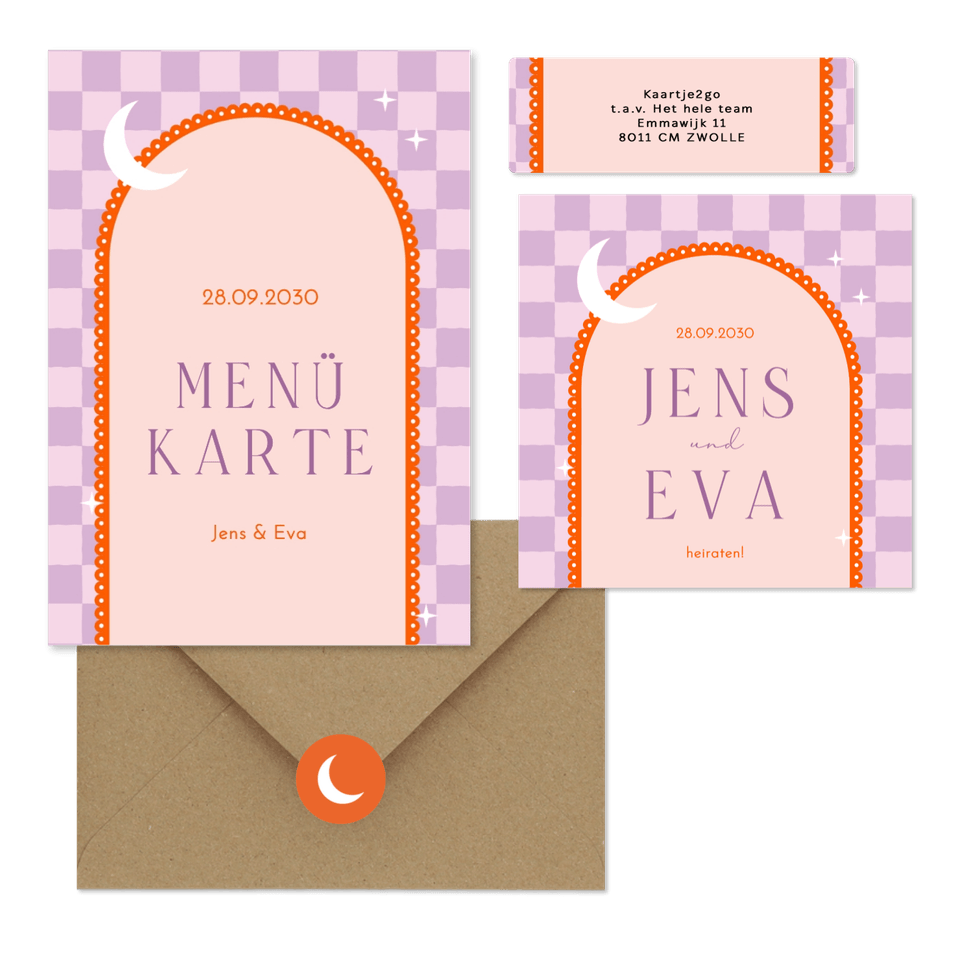 Hochzeit - Lila Karomuster mit Bogen