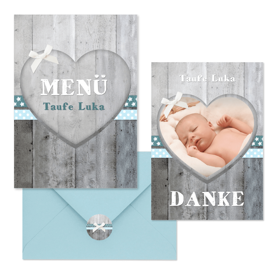 Taufe - Holzlook blau