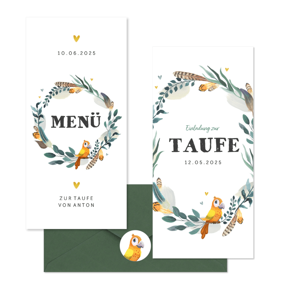 Taufe - Papagei Federkranz