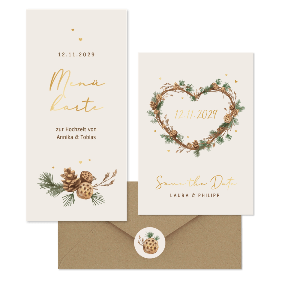 Hochzeit - Tannenzweige Herz Rahmen zur Winterhochzeit
