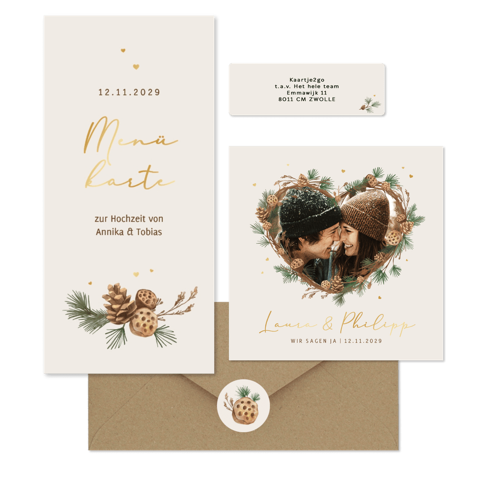 Hochzeit - Tannenzweige Herz Rahmen zur Winterhochzeit