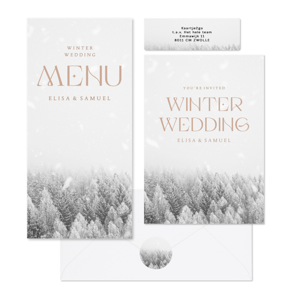 Hochzeitskartenset weißer Winterwald