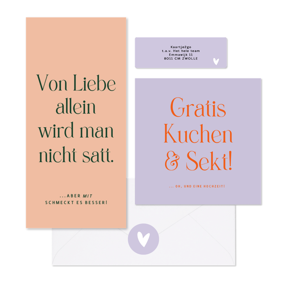 Hochzeitskartenset mit witzigen Texte