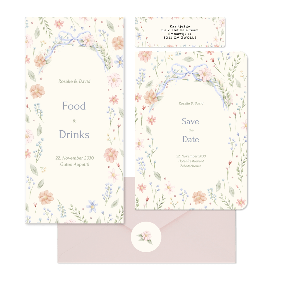 Hochzeit - Aquarell Blumenkranz mit Schleife Vintage