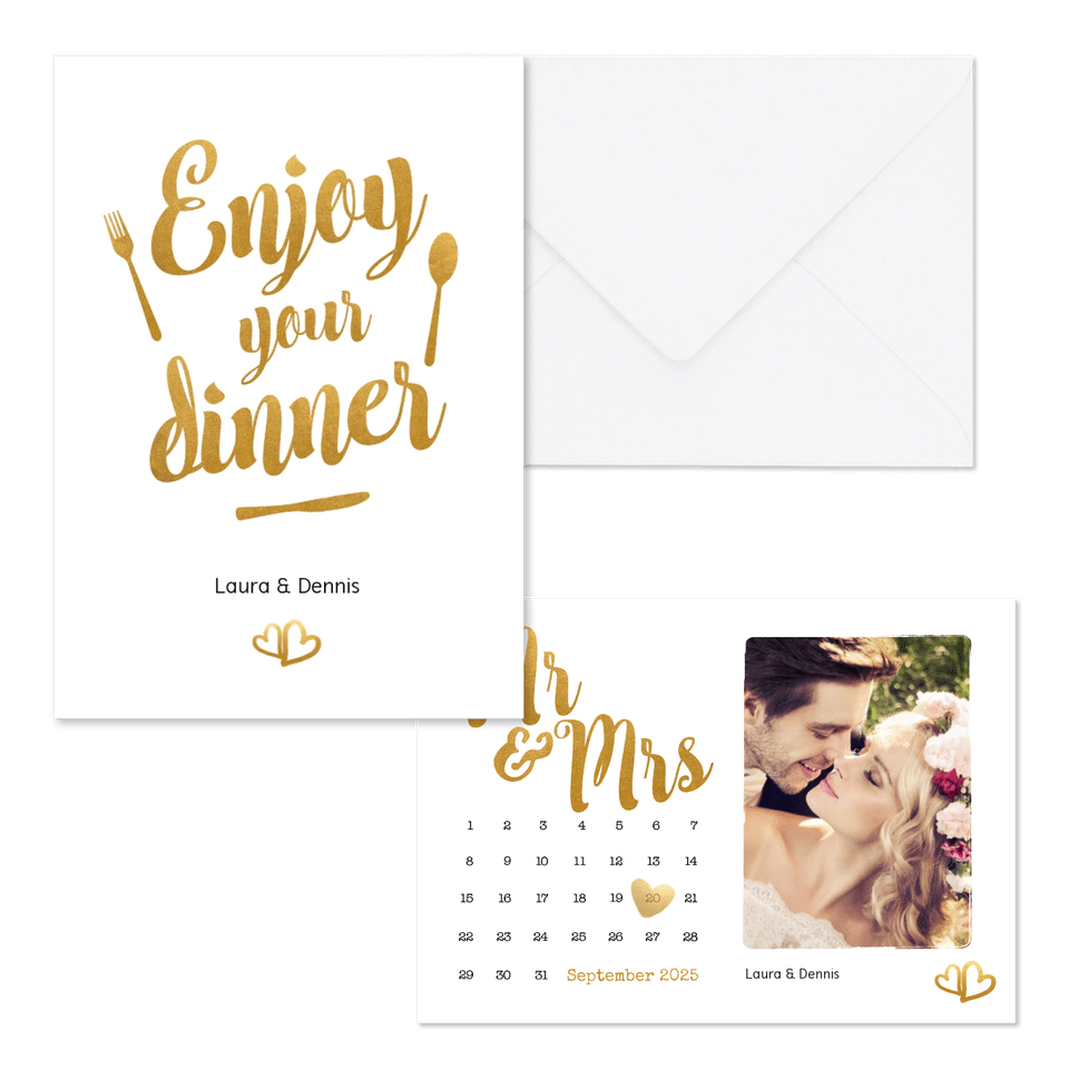 Hochzeitskartenset goldenes Handlettering