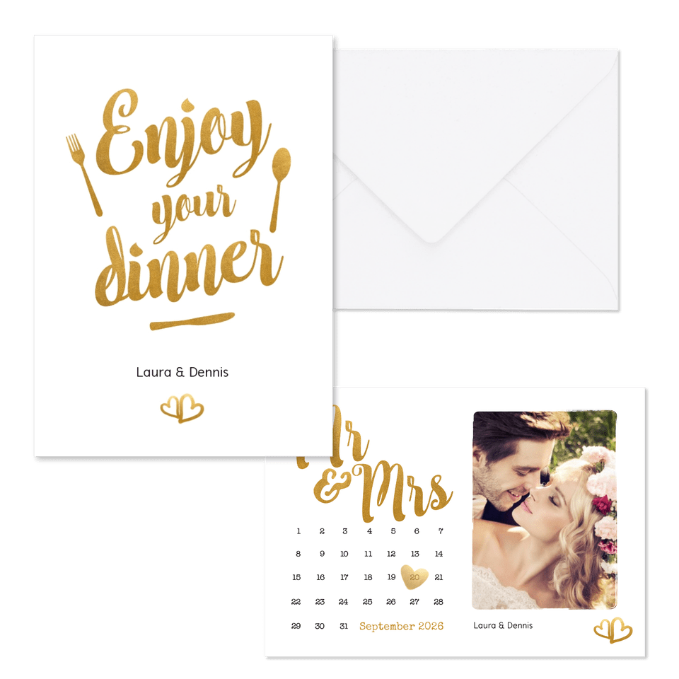 Hochzeitskartenset goldenes Handlettering