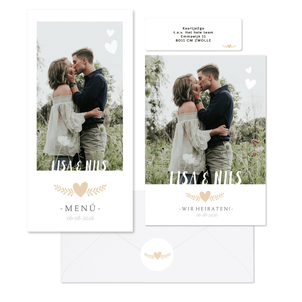 Hochzeitskartenset schlichte Fotoreihe