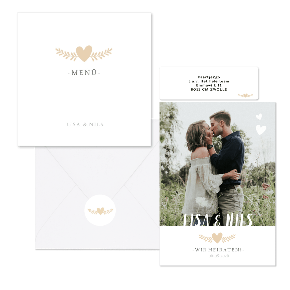 Hochzeitskartenset schlichte Fotoreihe