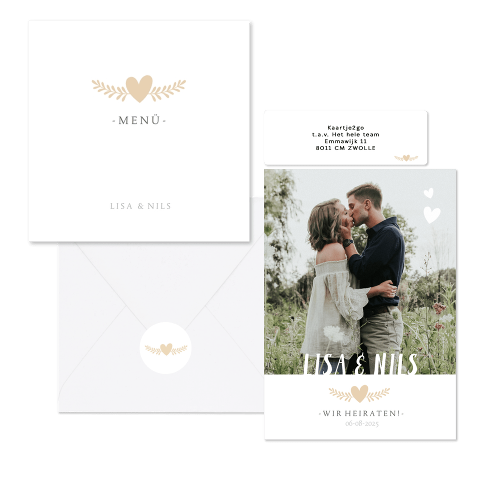 Hochzeitskartenset schlichte Fotoreihe